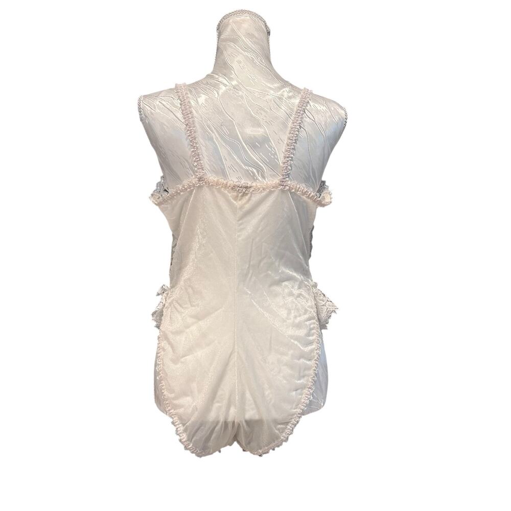 Vintage Green Velvet White Lace Body Suit Womens Sz Medium Goth Romance Coquette - Picture 2 of 16